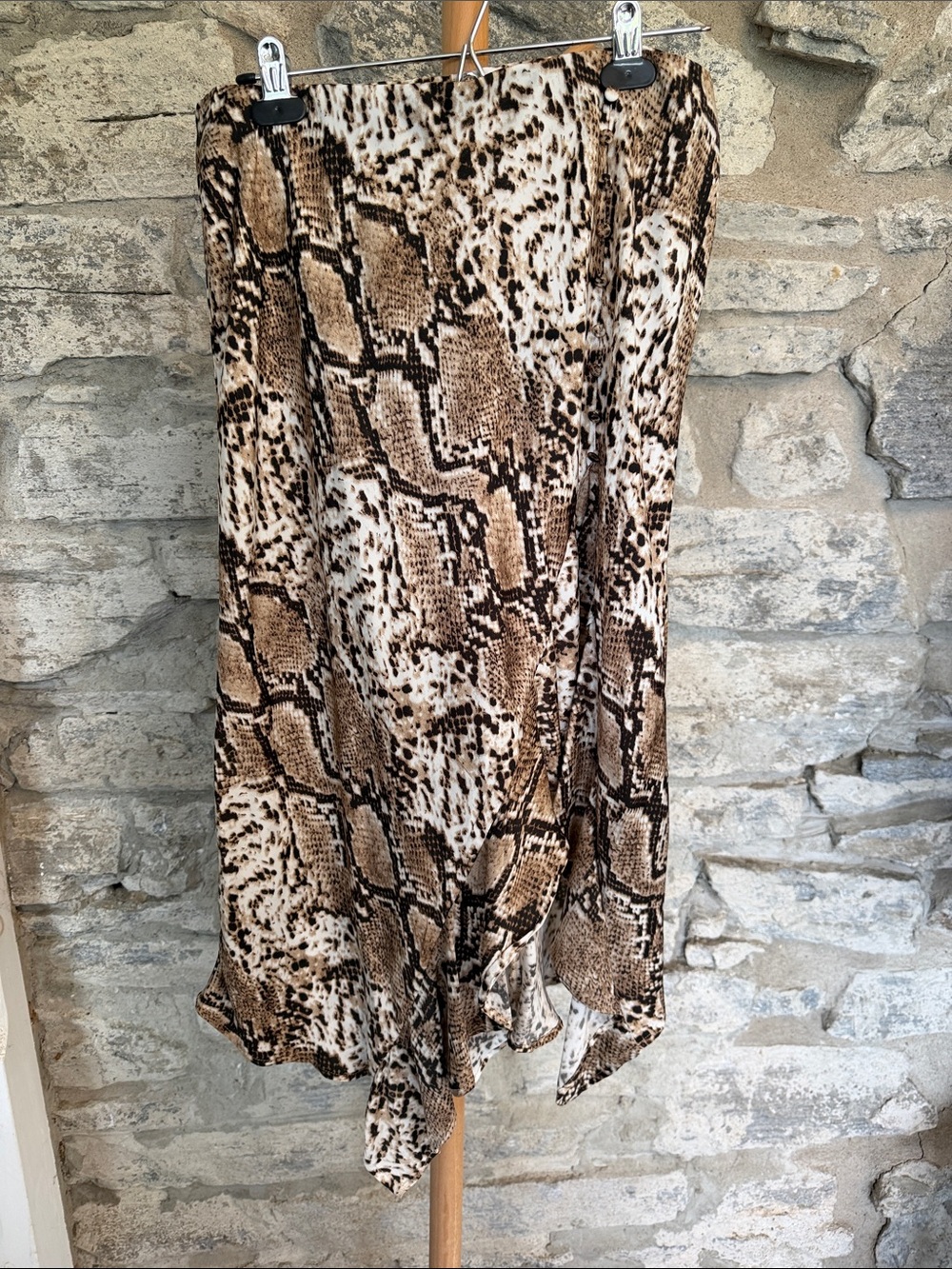 Snake  Print asymmetrical Midi Skirt
